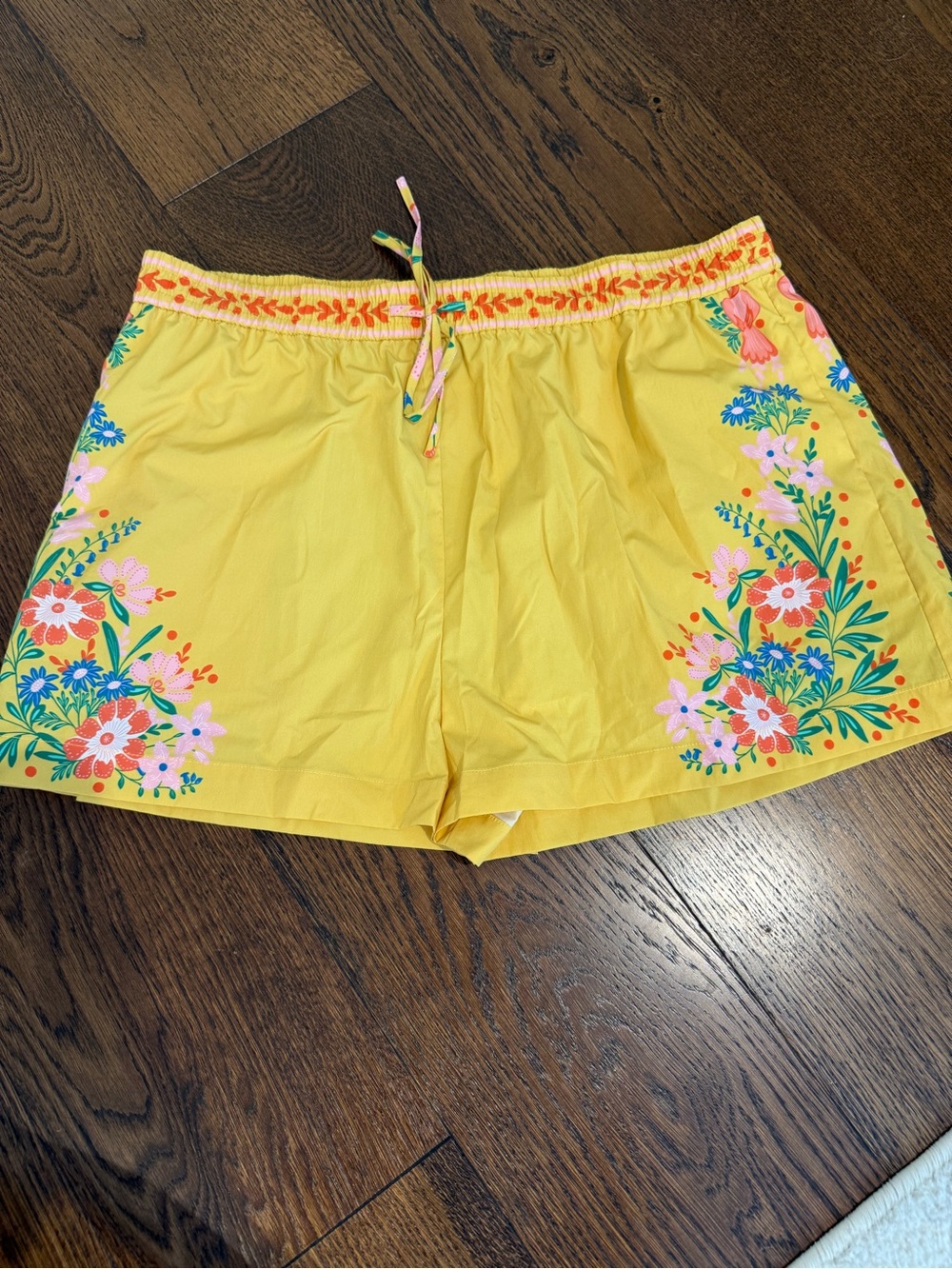 Yellow Floral Women's Drawstring Shorts